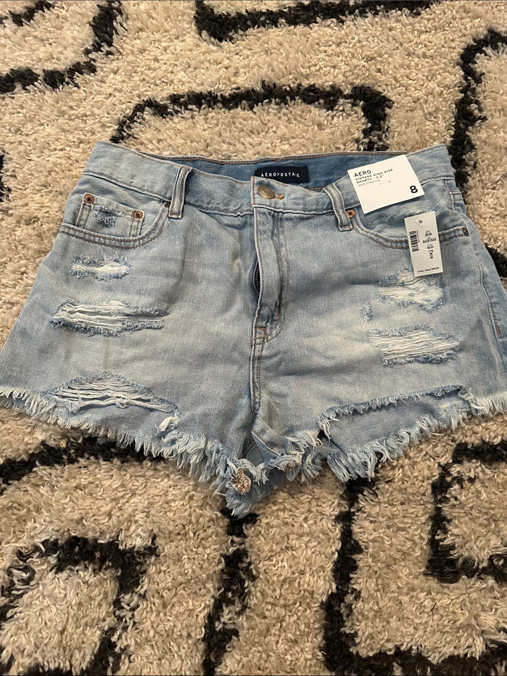 Aeropostale Women's Light Blue Distressed Denim Cutoff Shorts 2.5”